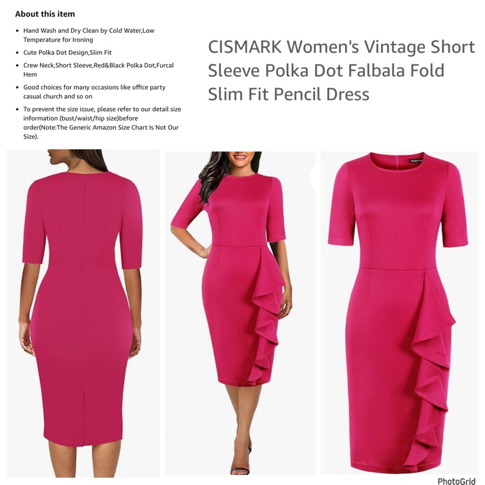 Oxiuly Fashion 2XL plus size pink slim fit pencil dress NWT
